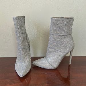 Steve Madden silver rhinestone boots, size 7.5, EUC